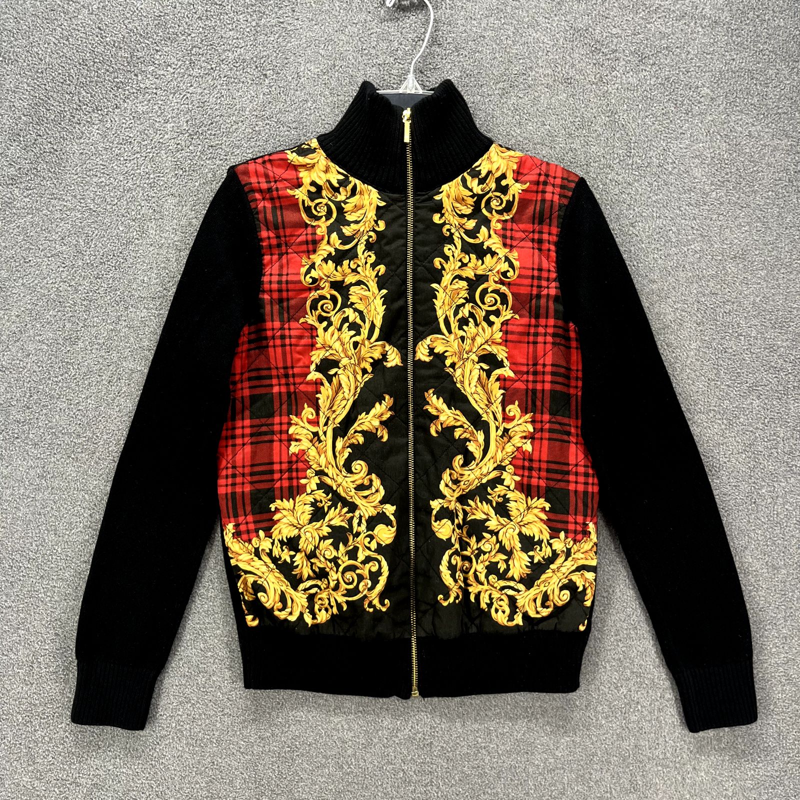 Lauren Ralph Lauren Jacket Womens Xs Black Knit Quilted Full Zip Y2k 90' Sweater